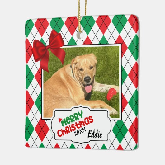 Pet Christmas Tree Ornament - Argyle en bogen. (Links)