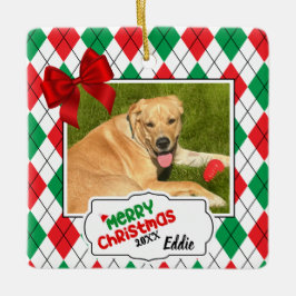 Pet Christmas Tree Ornament - Argyle en bogen.