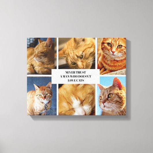Pet Collage Foto Moderne Kat Quote Canvas (Voorkant)