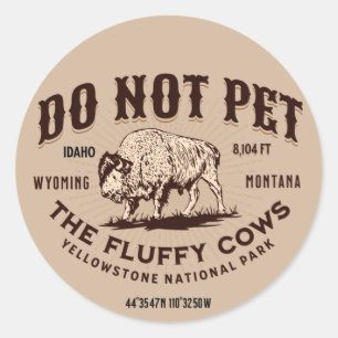 Pet de Fluffy Koeien Yellowstone Bison Funny niet Ronde Sticker