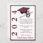 Pet & Diploma 5x7 Maroon & Wit Afstuderen Kaart (Voorkant)