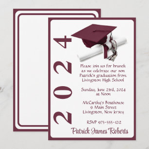 Pet & Diploma 5x7 Maroon & Wit Afstuderen Kaart
