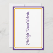 Pet & Diploma 5x7 Paarse & Gouden Afstuderen Kaart (Achterkant)