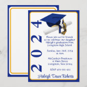 Pet & Diploma 5x7 Royal Blue & Gold Afstuderen Kaart (Voorkant / Achterkant)