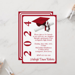 Pet & Diploma 5x7 Scarlet Rood Afstuderen Kaart
