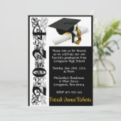 Pet & Diploma 5x7 Zwart & Goud Afstuderen Kaart (Staand voorkant)