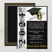 Pet & Diploma 5x7 Zwart & Goud Afstuderen Kaart (Voorkant / Achterkant)