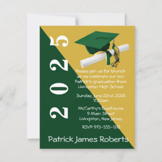 Pet & Diploma, Groen & Metallic Goud Afstuderen Kaart