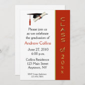 Pet Diploma Red Gold Afstuderen Uitnodiging (Voorkant / Achterkant)