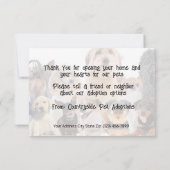 Pet Dog Adoption Secourt Merci Cartes (Dos)