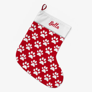 Pet Dog Cat Name Red White Paw Prins Grote Kerstsok