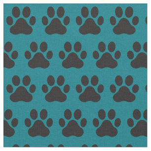 Pet Dog Cat Paw Drukt Blauwgroen zwart af Stof