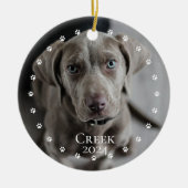 Pet Dog Cat Photo Minimalistic Paws Circle Keramisch Ornament (Voorkant)