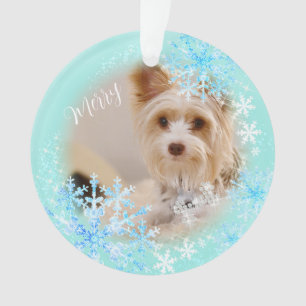 Pet Dog Christmas Blue Ornament