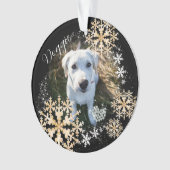 Pet Dog Christmas Gold Zwart Ornament (voorkant)