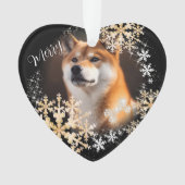 Pet Dog Christmas Zwart Goud Ornament (voorkant)