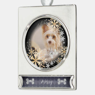 Pet Dog Christmas Zwart Goud Ornament Verzilverd Banner Ornament