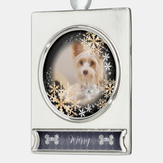 Pet Dog Christmas Zwart Goud Ornament Verzilverd Banner Ornament (Links)