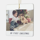 Pet Dog Cute First Kerstfotoscript Keramisch Ornament (Links)