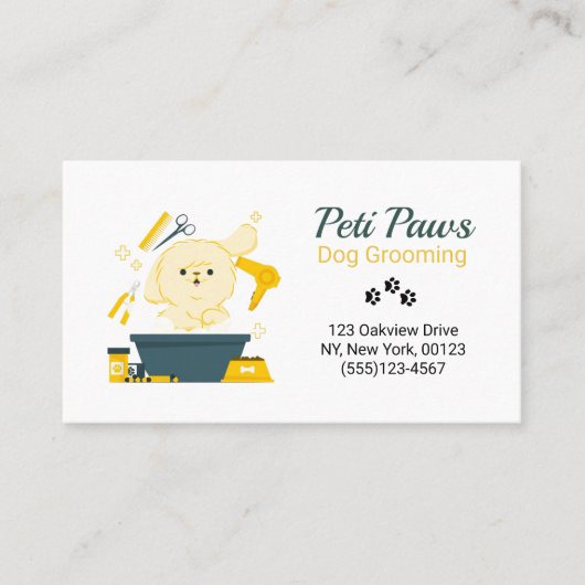 Pet Dog Grooming Service Visitekaartje (Voorkant)
