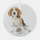 Pet Dog Kat Foto Mijn Eerste Kerstmis Glas Ornament (Voorkant)
