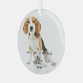 Pet Dog Kat Foto Mijn Eerste Kerstmis Glas Ornament (Voorkant links)