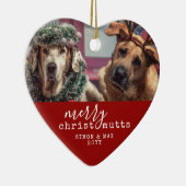 Pet Dog Kerstmis Funny Persoonlijke hartvorm Keramisch Ornament (Rechts)