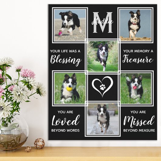 Pet Dog Memorial Black 6 Foto Collage Canvas Afdruk