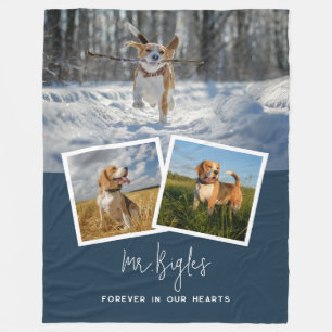 Pet Dog Memorial Custom 3 Photo Collage Fleece Deken