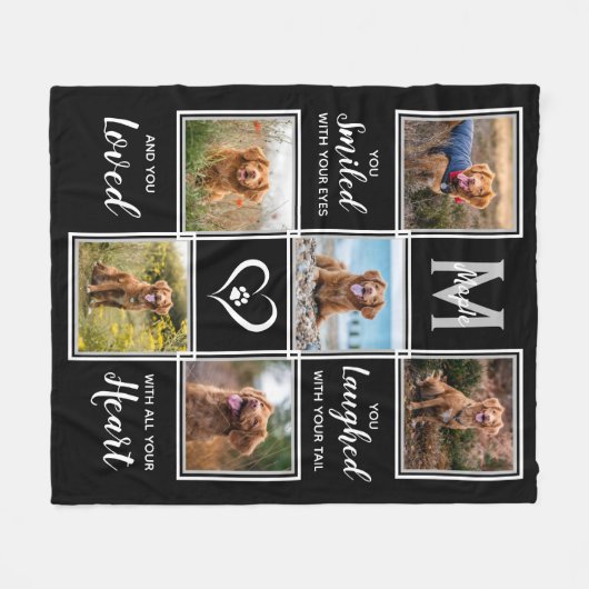 Pet Dog Memorial Keepomwille Photo Collage Fleece Deken (Voorkant (Horizontaal))