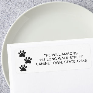 Pet Dog Paw Print Retour Adres Label