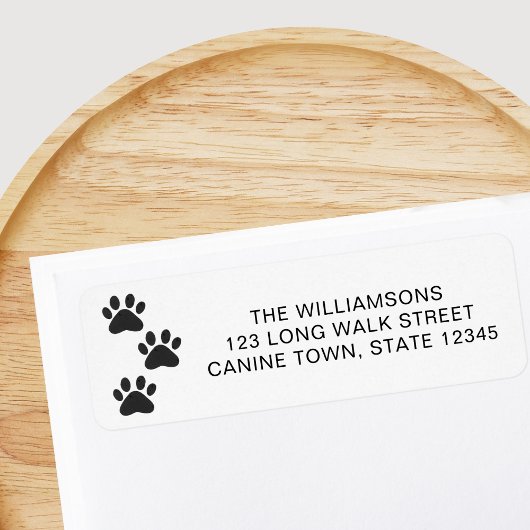 Pet Dog Paw Print Retour Adres Label