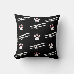 Pet Dog Paw Print & Vliegtuig, Eenvoudige Schattig Kussen