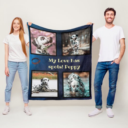 Pet dog photo collage dalmatian  fleece deken (In situ)