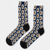 Pet Dog Photo Pattern Navy Blue Birthday Sokken (Links)