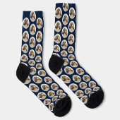 Pet Dog Photo Pattern Navy Blue Birthday Sokken (Rechts)