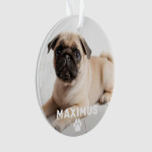 Pet Dog Simple Paw Print Custom Name Photo Ornament (voorkant)