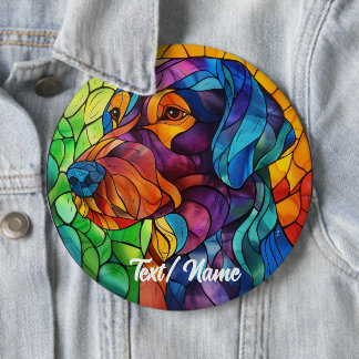 Pet Dog Stain Glass Design Pin Ronde Button 6,0 Cm