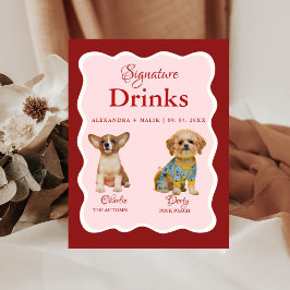 Pet Dog Valentine Signature Drink wedding sign Reclamebord Met Voetstuk