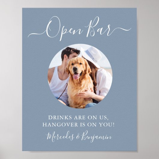 Pet Dog Weddenschap Open Bar Stusty Blue Aangepast Poster (Voorkant)