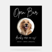 Pet Dog Wedding Open Bar Drinken Cocktail Zwart Acryl Bord (Voorkant)