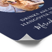 Pet Dog Wedding Open Bar Navy Blue Custom Foto Poster (Hoek)
