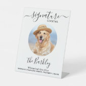 Pet Dog Wedding Signature Cocktail Custom Photo Reclamebord Met Voetstuk (Voorkant)