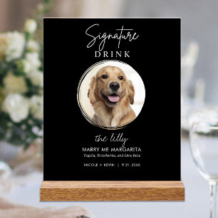 Pet Dog Wedding Signature Drinken Cocktail Bar Acryl Bord