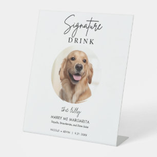 Pet Dog Wedding Signature Drinken Cocktail Bar Reclamebord Met Voetstuk