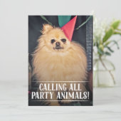 PET DOG'S BIRTHDAY PARTIJ FOTO INVITE KAART (Staand voorkant)