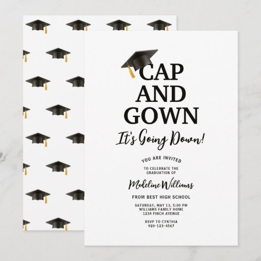 Pet en gans Het gaat naar beneden Afstuderen Kaart (Voorkant / Achterkant)