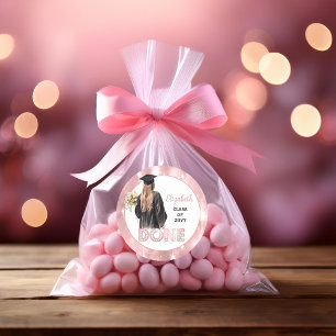 Pet en jurk Roze Bloemen GEDAAN Ronde Sticker