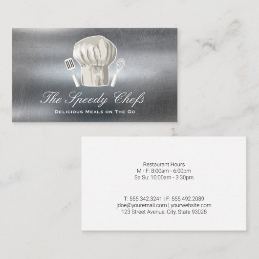 Pet en keukengereedschap | Metaal Visitekaartje (Voorkant / Achterkant)