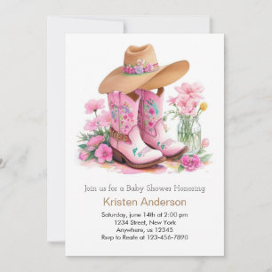 Pet en laarzen Wild West Cowgirl Baby shower Kaart